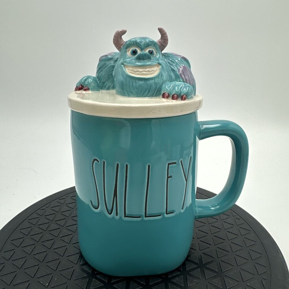 Rae Dunn Disney Pixar Monsters Inc “SULLEY" Blue Coffee Mug With Topper New